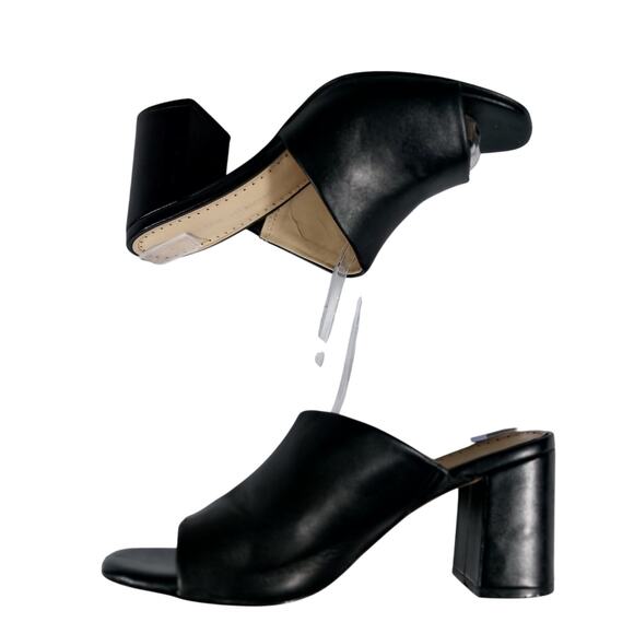ADRIENNE VITTADINI! BLACK GENUINE LEATHER CHUNKY HEEL WRAP/STRAP HEELS! SZ 7.5M - Picture 7 of 10